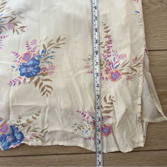 Lucky Brand Floral Printed Slip Dress Midi Cream Blue Size Small - Picture 15 of 15